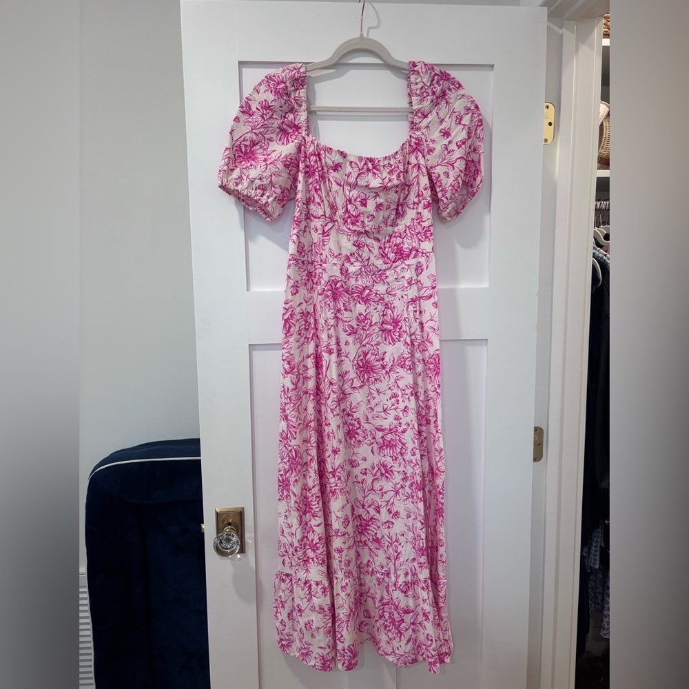 Pink and white long dress